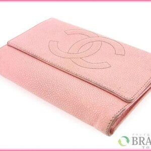 CHANEL Tri-fold wallet pink Women Authentic secondhand